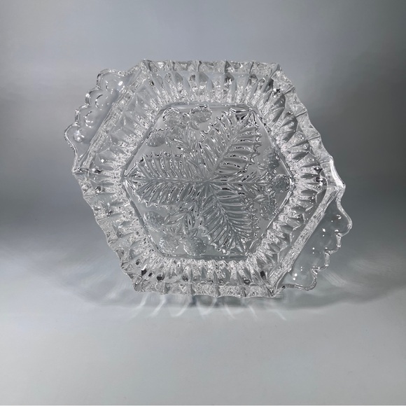 Vintage Rare Russian Cut Crystal Candy Dish Trinket Dish Nut Dish Hexagon Shape - Picture 5 of 10